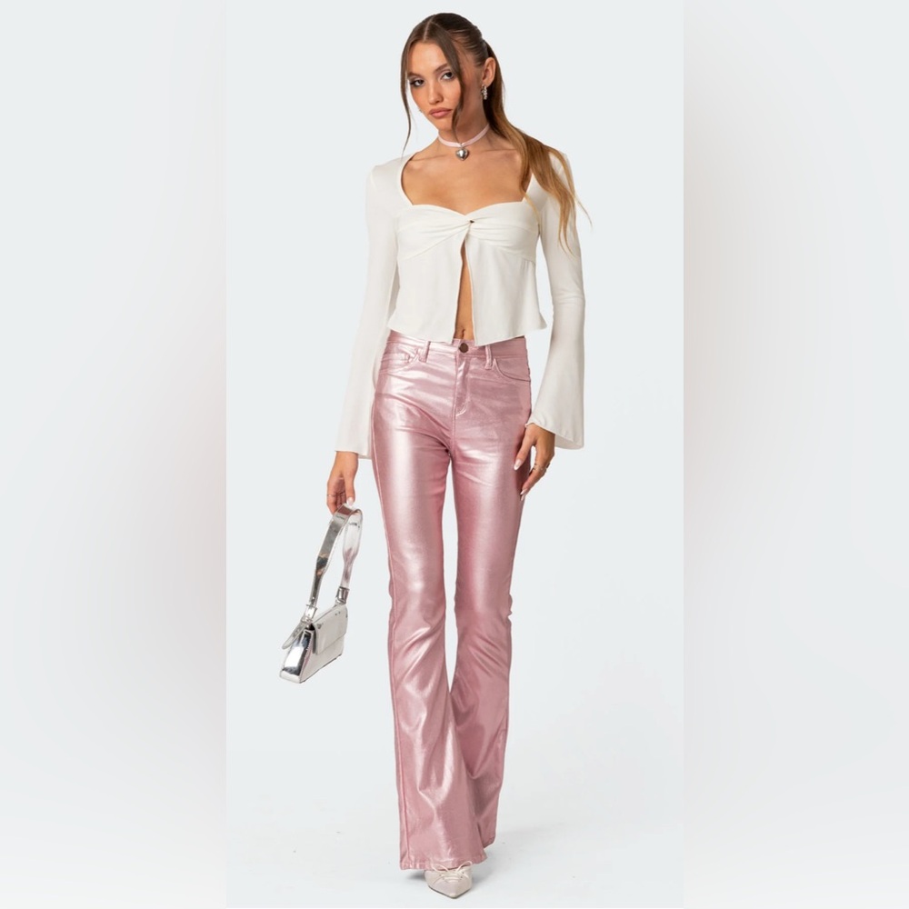 Edikted XS Pink Metallic Women's Jeans